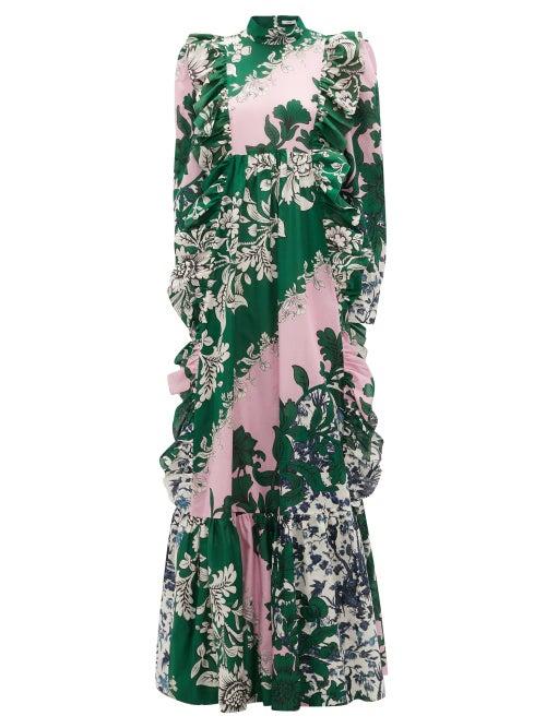 Matchesfashion.com Erdem - Darna Modotti Wallpaper-print Cotton-blend Dress - Womens - Green Multi