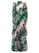 Matchesfashion.com Erdem - Darna Modotti Wallpaper-print Cotton-blend Dress - Womens - Green Multi