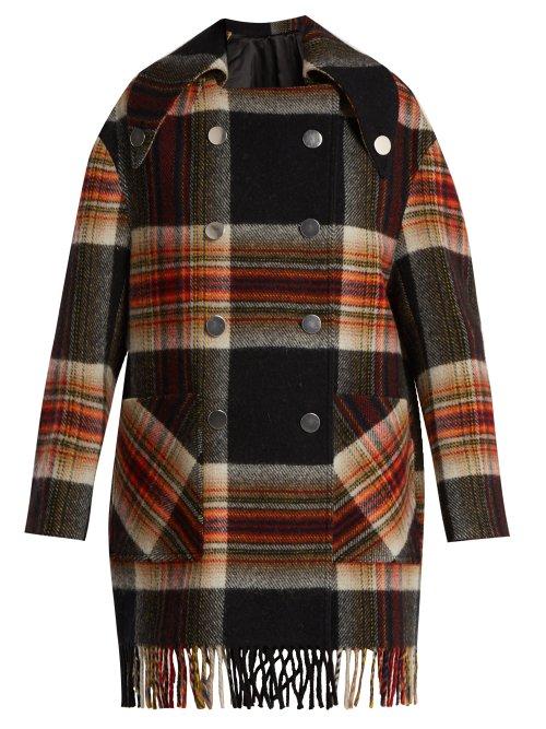 Matchesfashion.com Calvin Klein 205w39nyc - X Pendleton Fringed Plaid Wool Coat - Womens - Black Multi