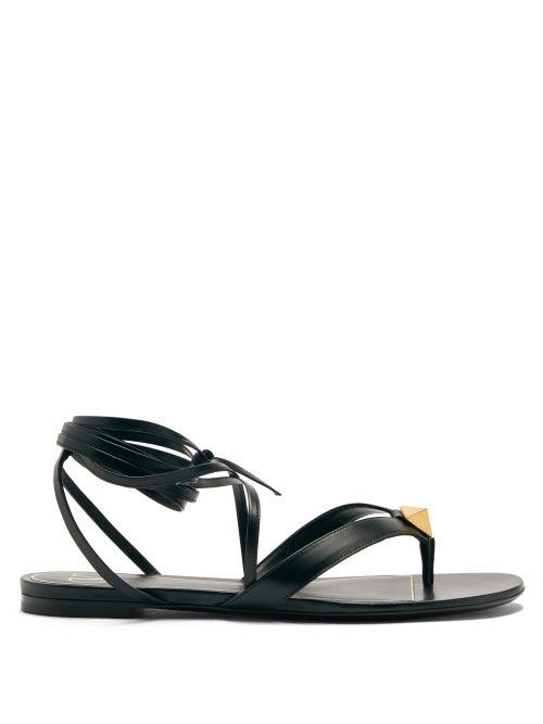 Matchesfashion.com Valentino Garavani - Upstud Wraparound Leather Sandals - Womens - Black