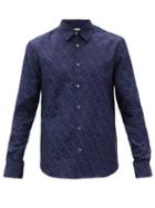 Matchesfashion.com Paul Smith - Isometric-print Cotton-poplin Shirt - Mens - Navy