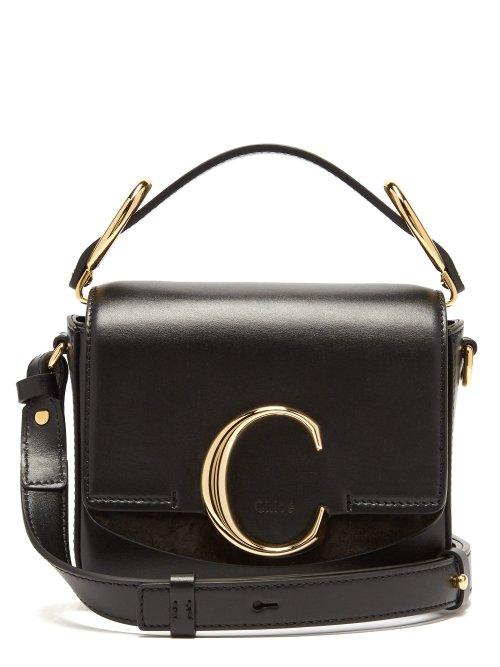 Matchesfashion.com Chlo - The C Mini Leather And Suede Shoulder Bag - Womens - Black
