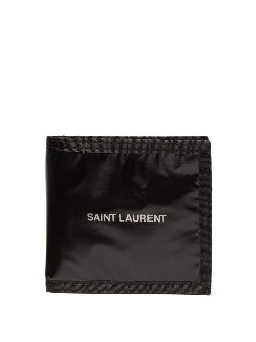 Matchesfashion.com Saint Laurent - Logo Print Technical Ripstop Bi Fold Wallet - Mens - Black