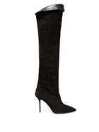 Matchesfashion.com Aquazzura - Lancaster 95 Over The Knee Suede Boots - Womens - Black