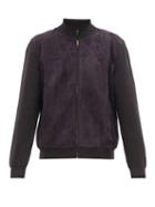 Matchesfashion.com Dunhill - Panelled Suede & Merino Bomber Jacket - Mens - Grey