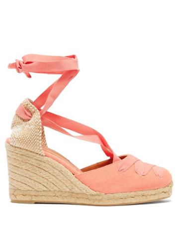 Matchesfashion.com Castaer - Cucu 80 Canvas & Jute Espadrille Wedges - Womens - Pink