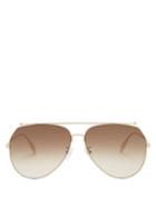 Matchesfashion.com Alexander Mcqueen - Oversized Aviator Metal Sunglasses - Mens - Gold