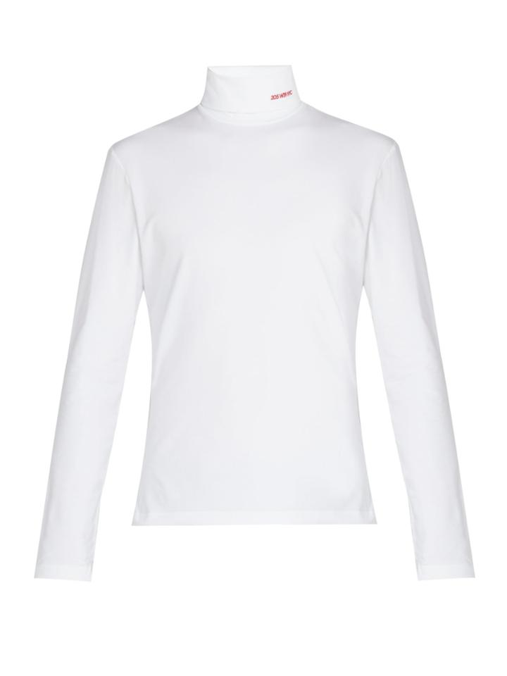Calvin Klein 205w39nyc Logo-embroidered Roll-neck Stretch-cotton Top