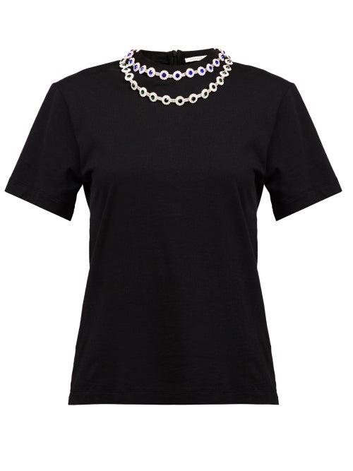 Matchesfashion.com Christopher Kane - Crystal-embellished Cotton-jersey T-shirt - Womens - Black