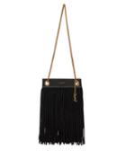 Matchesfashion.com Saint Laurent - Suede-fringed Leather Shoulder Bag - Womens - Black