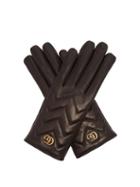Matchesfashion.com Gucci - Gg Marmont Chevron Quilted Leather Gloves - Womens - Black