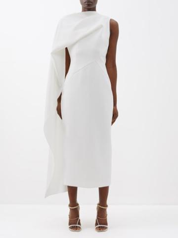 Roksanda - Edith Asymmetric Cape Dress - Womens - White