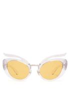 Matchesfashion.com Miu Miu - Embellished Cat Eye Sunglasses - Womens - Clear Multi
