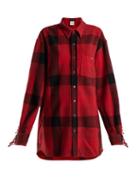 Matchesfashion.com Vetements - Fringed Sleeve Oversized Flannel Shirt - Womens - Red Multi