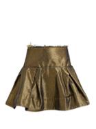 Matchesfashion.com Marques'almeida - Raw Edge Metallic Denim Mini Skirt - Womens - Gold
