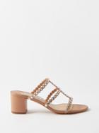 Aquazzura - Tequila 50 Crystal-embellished Leather Sandals - Womens - Nude