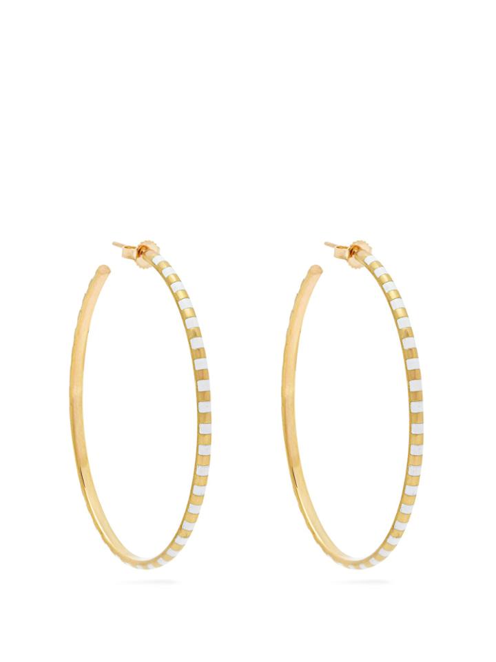 Marc Alary 18kt Gold And White Enamel Hoop Earrings