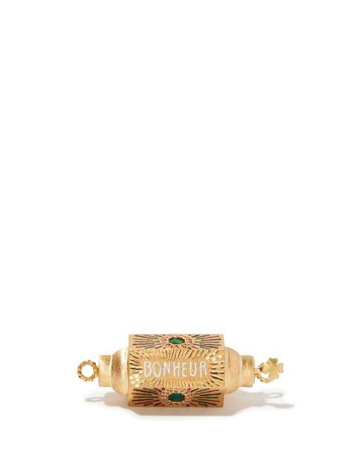 Marie Lichtenberg - Bonheur Emerald & 14kt Gold Charm - Womens - Green Gold