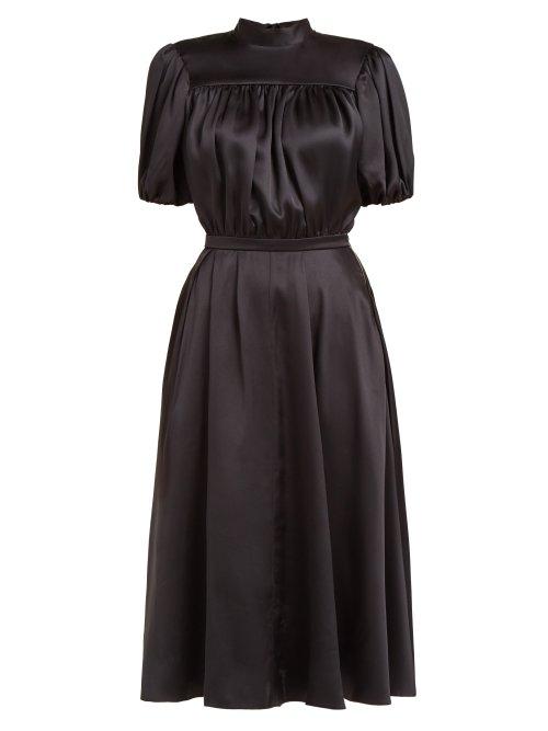 Matchesfashion.com Rochas - Oylanlusso High Neck Silk Bow Dress - Womens - Black