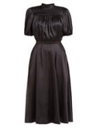 Matchesfashion.com Rochas - Oylanlusso High Neck Silk Bow Dress - Womens - Black