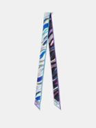 Pucci - Fiamme-print Silk Scarf - Womens - Blue Multi