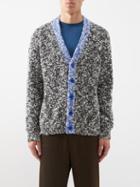 Loewe - Logo-intarsia Mlange Wool-blend Cardigan - Mens - Black White