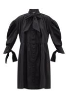 Elzinga - Bow-embellished Cotton-poplin Dress - Womens - Black