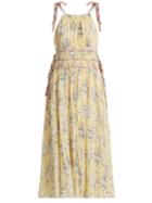 Rebecca Taylor Halterneck Floral-print Cotton-blend Dress