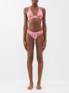 Missoni - Zigzag-jacquard Halterneck Bikini - Womens - Pink Red