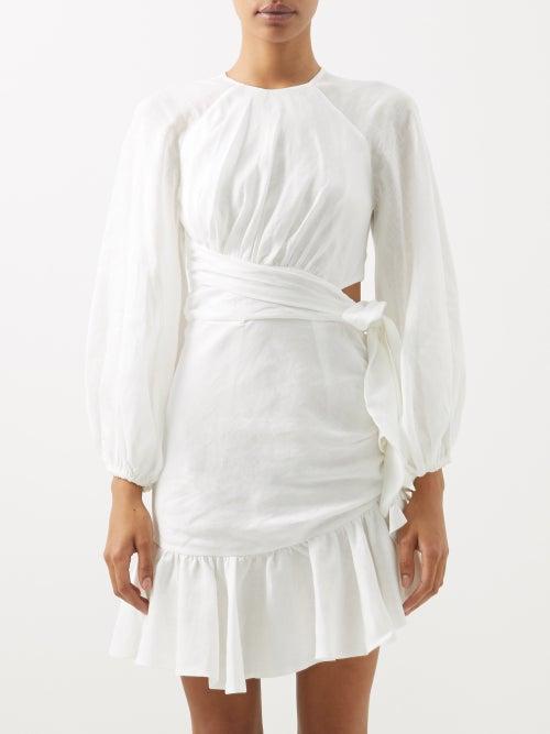 Zimmermann - Lyre Linen Wrap Dress - Womens - Ivory