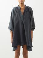 By Walid - Harper Vintage Patchwork Linen Smock Dress - Womens - Black