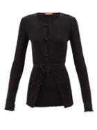 Altuzarra - Alexina Tie-waist Ribbed Stretch-jersey Cardigan - Womens - Black