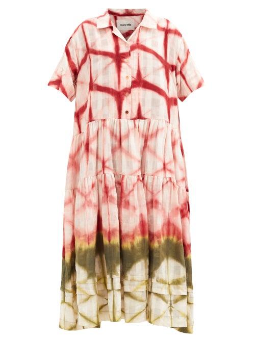 Matchesfashion.com Story Mfg. - Eden Clamp-dyed Organic-cotton Midi Shirt Dress - Womens - Pink Multi