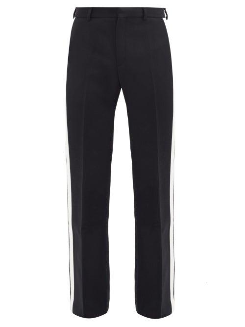 Matchesfashion.com Casablanca - Side-stripe Wool-blend Flared-leg Trousers - Mens - Black