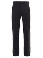 Matchesfashion.com Casablanca - Side-stripe Wool-blend Flared-leg Trousers - Mens - Black