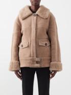 Tom Ford - Dropped-shoulder Shearling-trimmed Suede Jacket - Womens - Beige