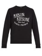 Matchesfashion.com Maison Kitsun - Palais Royal Logo Print Cotton Sweatshirt - Mens - Black