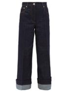 Matchesfashion.com Jw Anderson - Logo-embroidered Wide-leg Jeans - Womens - Dark Denim