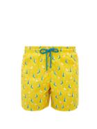 Matchesfashion.com Vilebrequin - Sailboat Print Swim Shorts - Mens - Yellow Multi