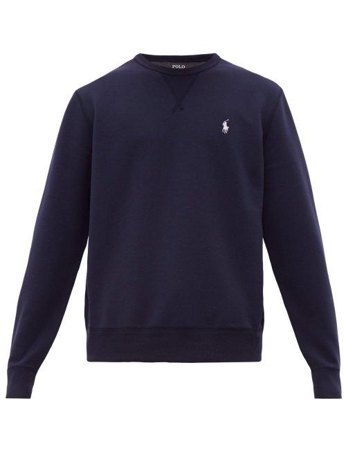 Matchesfashion.com Polo Ralph Lauren - Logo Embroidered Double Knit Cotton Sweatshirt - Mens - Navy