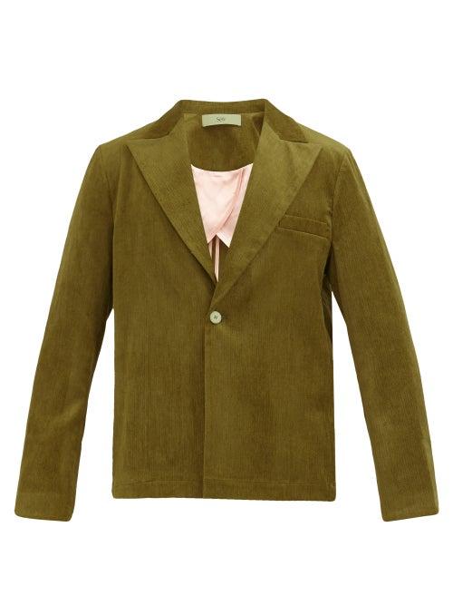 Matchesfashion.com Sfr - Power Single-breasted Micro-corduroy Jacket - Mens - Green
