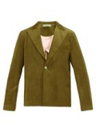 Matchesfashion.com Sfr - Power Single-breasted Micro-corduroy Jacket - Mens - Green