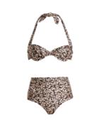Matchesfashion.com Zimmermann - Prima 50's Cherry Floral Print Tie Detail Bikini - Womens - Purple Multi