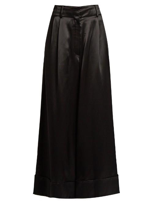 Loewe Wide-leg Cropped Satin Trousers