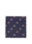 Matchesfashion.com Gucci - Bee Print Silk Pocket Square - Mens - Navy