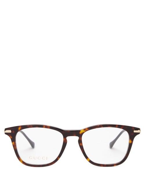 Matchesfashion.com Gucci - Square Tortoiseshell-acetate And Metal Glasses - Mens - Black Gold