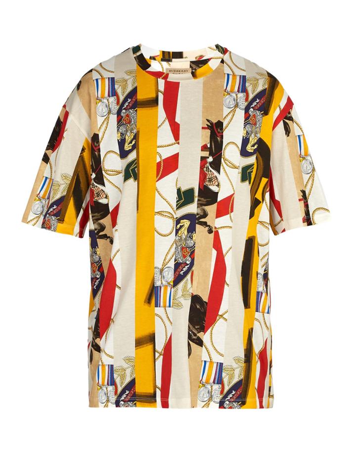 Burberry Stripe Printed-cotton T-shirt