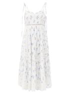 Matchesfashion.com Loveshackfancy - Antonella Floral-print Cotton-voile Midi Dress - Womens - White Multi