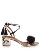 Aquazzura Wild Thing Fringed Snakeskin Sandals