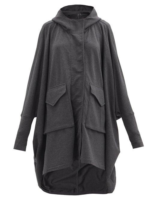 Matchesfashion.com Norma Kamali - Hooded Cotton-blend Poncho - Womens - Dark Grey